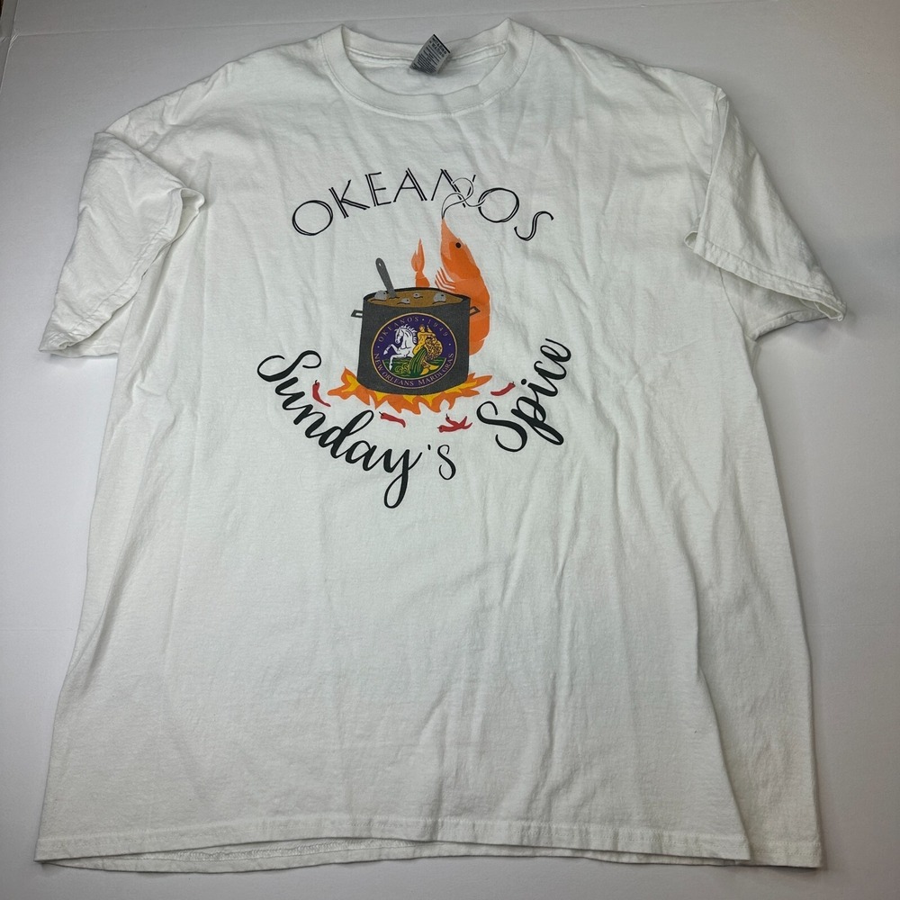Gildan Heavy Cotton Okeanos Sunday Spice Mens Short Sleeve T-Shirt XL White
